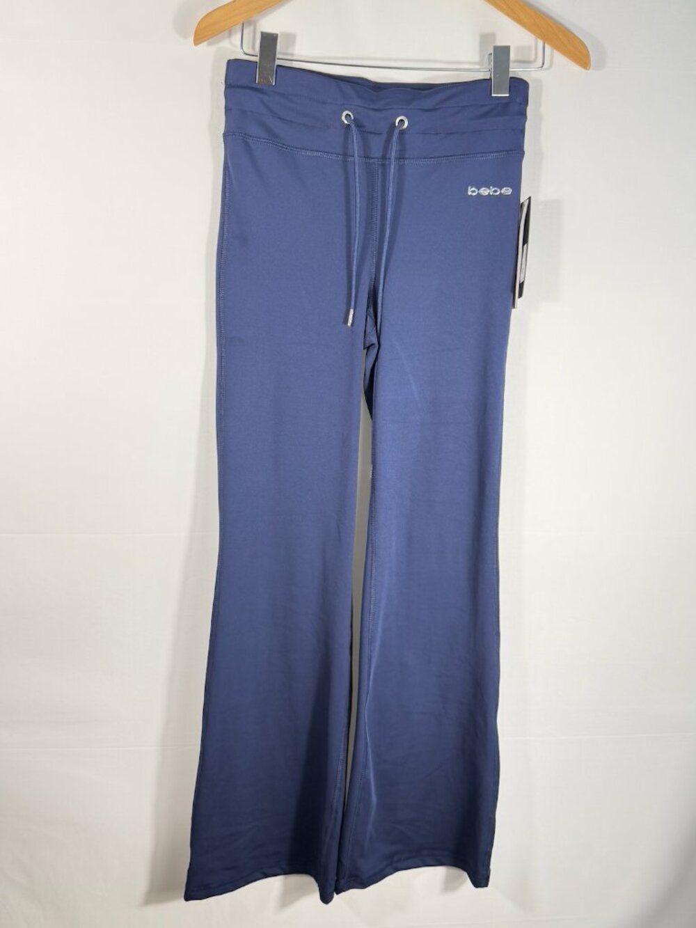 Bebe Athletic Navy Blue Drawstring Yoga Pants Medium NWT Wide Leg Lounge